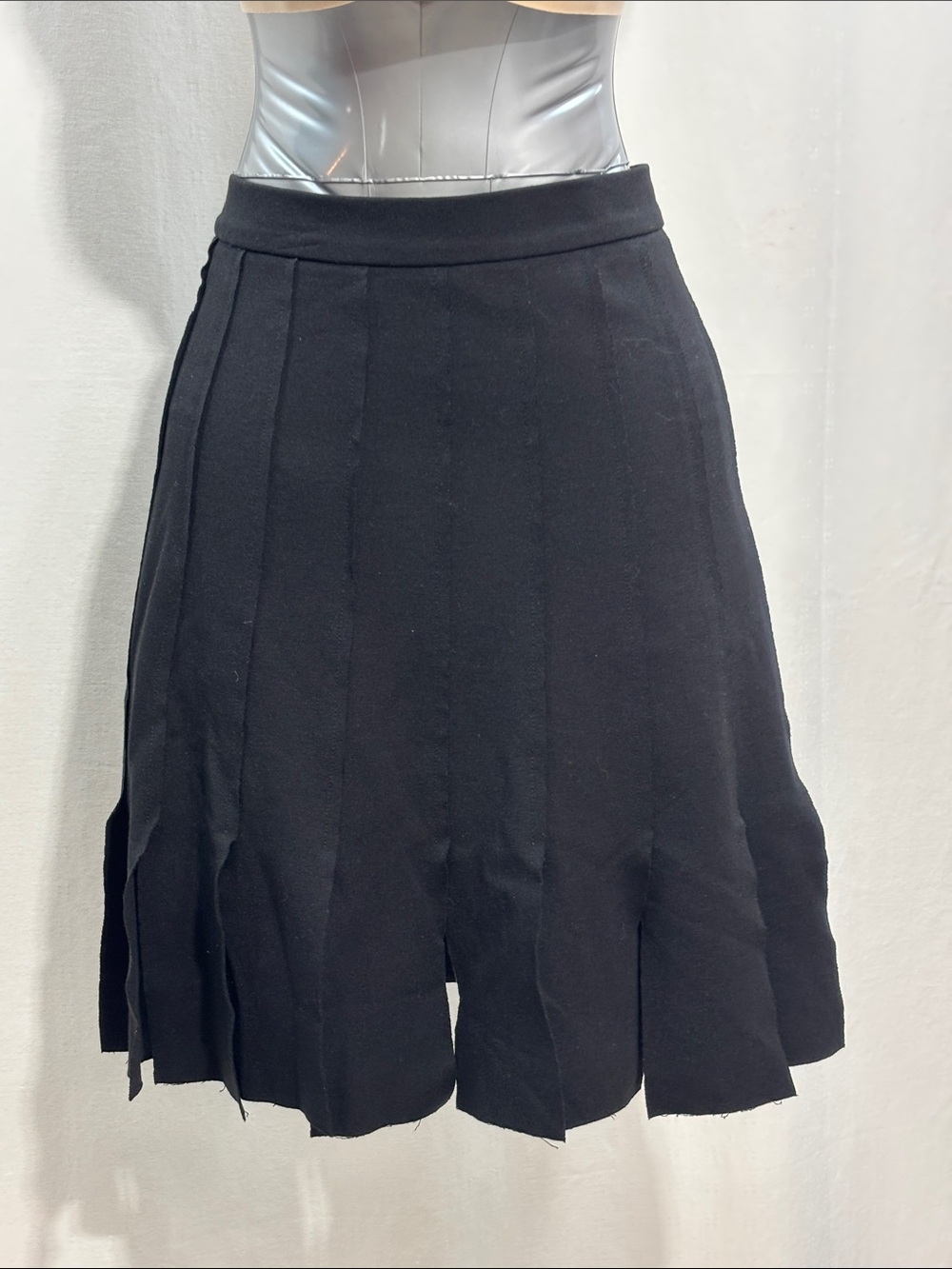 Classic Black A-Line Pleated Skirt 312 flippy skater frayed hem trendy party